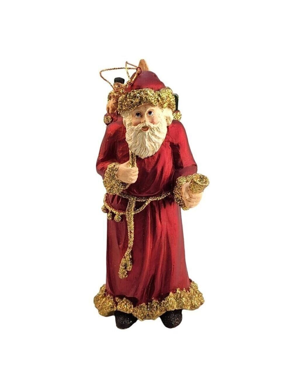 Vtg Santa Claus Red Resin Christmas Ornament 7” Figurine Symphony Store